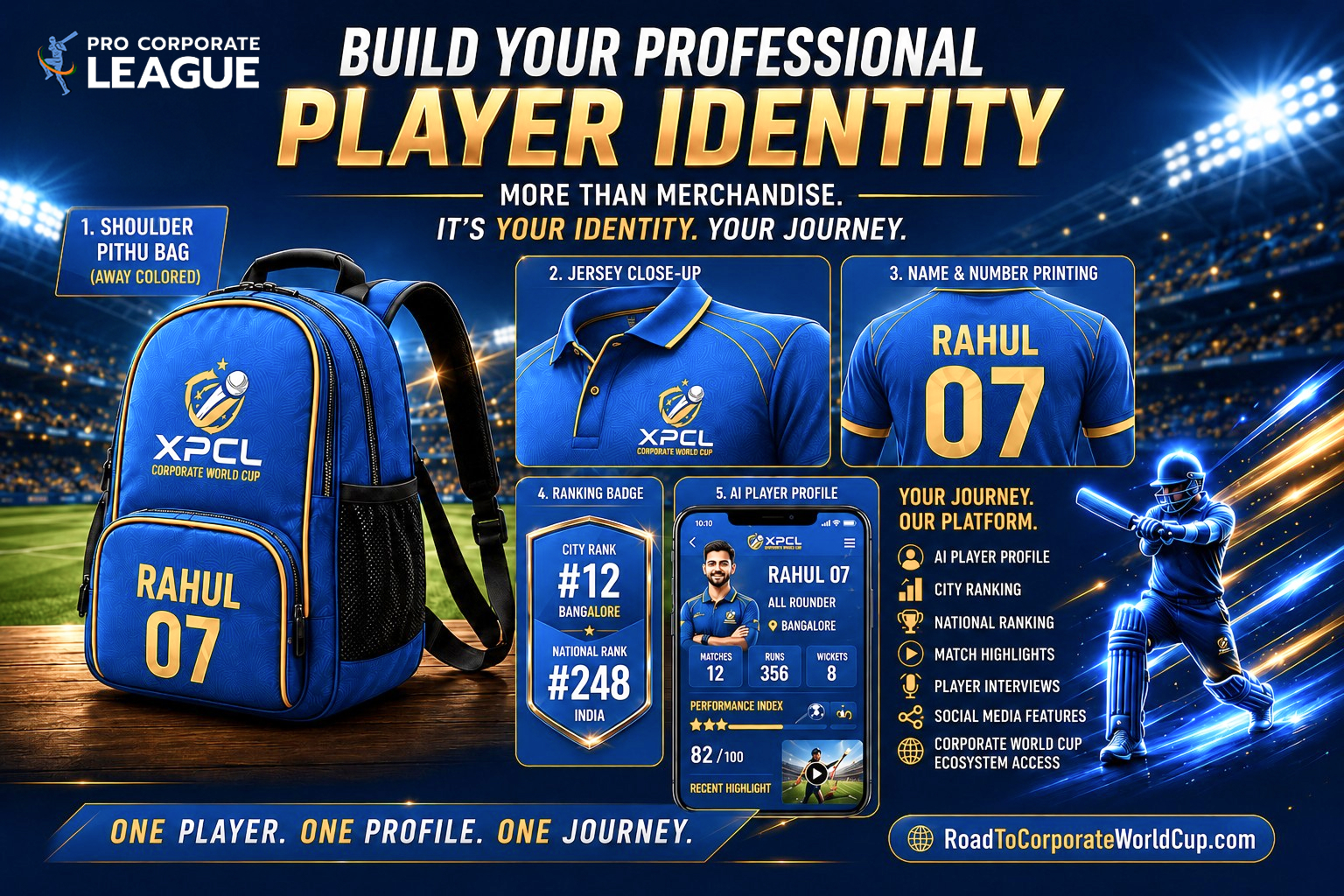 Corporate World Cup player identity package included with registration